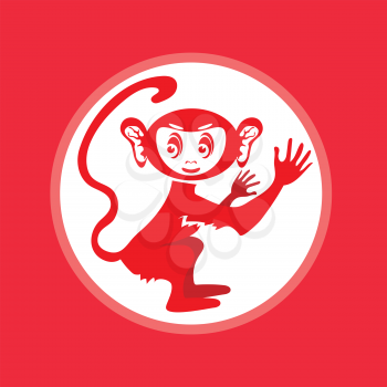 Red Monkey Icon. Symbol of New 2016 Year