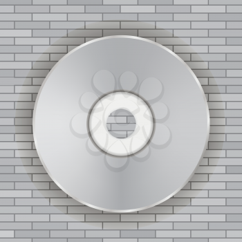 Compact Disc Icon on Gray Brick Background