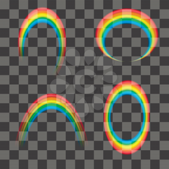 Set of Transparent Rainbow Icons Isolated on Checkered Background