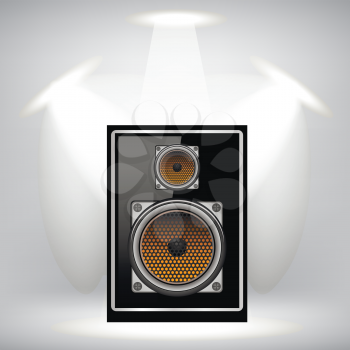 Musical Black Speaker on Light Gray Background