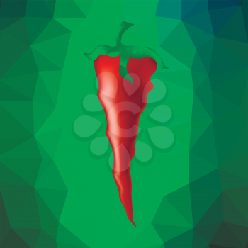 Red Pepper Isolated on Green Polygonal Background