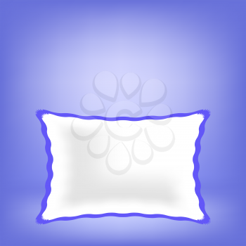 White Soft Pillow Isolated on Blue Blurred Background