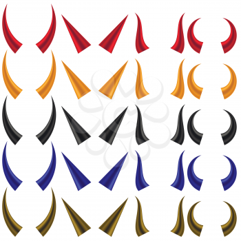 Set of Different Colorful Horns Isolated on White Background