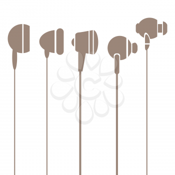 Earphones  Silhouettes Icons Isolated on White Background