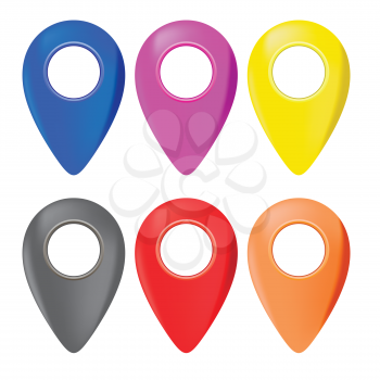 Set of Map Marker Pin Icons Isolated on White Background