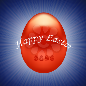 Red Easter Egg Isolated on Wave Blue Background