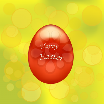 Red Easter Eggs on Yellow Blurred Spring Background