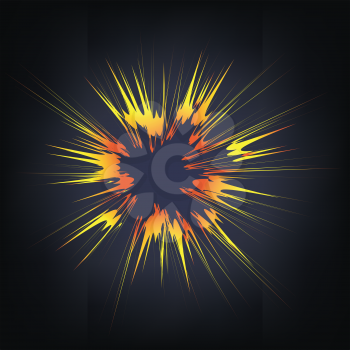 Explode Flash, Cartoon Explosion, Star Burst Isolated on Black Background