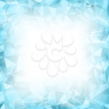 Azure Polygonal Background. Azure Crystal Triangle Pattern