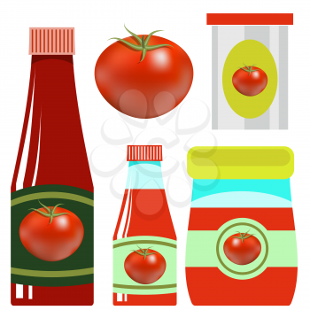 Tomato Ketchup in Glass Bottle on White Background