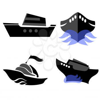 Set of Boat Icons Isolated on White Background
