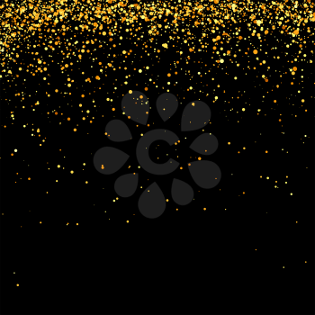 Yellow Confetti Isolated on Black Background. Abstract Gold Parts.