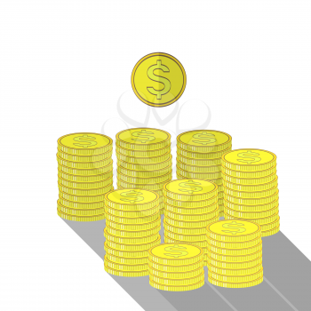 Gold Coins Icon. Cash Money Concept on White Background