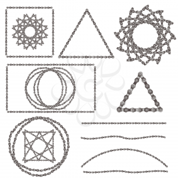 Bicycle Chain on a White Background for your Design. Bicycle Chain Frames. Bicycle Chain Ornaments. Bicycle Chain Icons