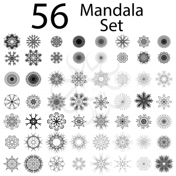 Islam, Arabic, Indian, Ottoman Motifs. Monochrome Contour Mandala Isolated on White Background. Ethnic Amulet of Mandala