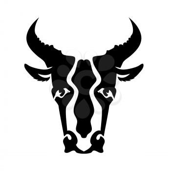 Bull Head Silhouette Isolated on White Background. Bull Icon. Bull Logo. Bull Head. Bull Front View. Bull Horns. Bull Silhouette. Bull Icon App.