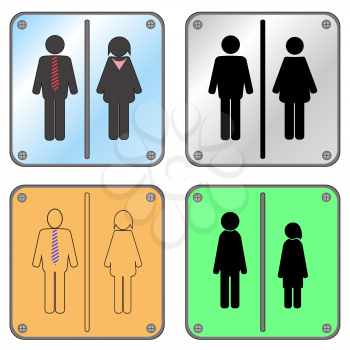 Restroom Sign with Man and Woman Isolated on White Background.