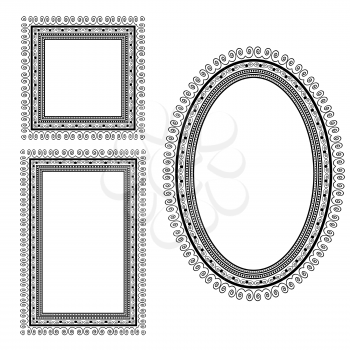 Set of Different Vintage Frames Isolated on White Background
