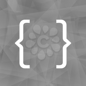 Curly Bracket Icon Isolated on Grey Polygonal Background