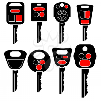 Set of Car Keys Icons Isolated on White Background.