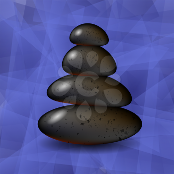 Blue Polygonal Spa Background with Stones. Spa Stones.