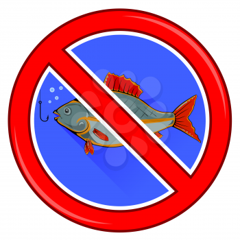 Fishing Prohibited Sign Isolated on White Background