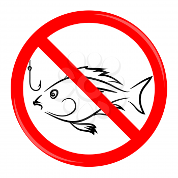 Fishing Prohibited Sign Isolated on White Background