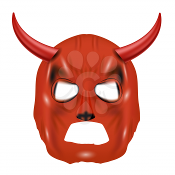 Red Horn Mask Isolated on White Background