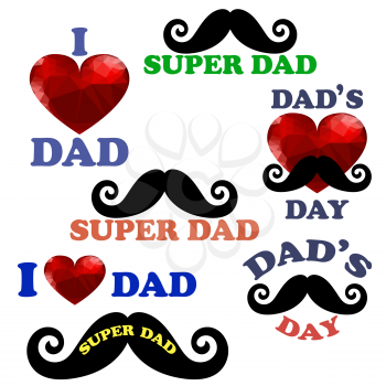 Happy Fathers Day Design Collection ISolated on White Background