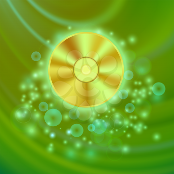 Compact Disc Isolated on Green Wave Blurred Background