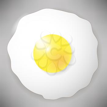 Fried Egg Icon Isolated on Grey Background. Top View.