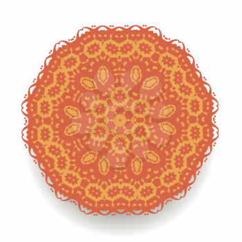 Orange Mandala Isolated on White Background. Round Ornament