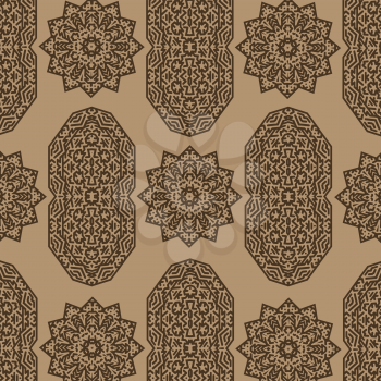 Texture on Brown. Element for Design. Ornamental Backdrop. Pattern Fill. Ornate Floral Decor for Wallpaper. Traditional Decor on Background