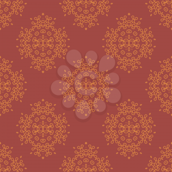 Texture on Red. Element for Design. Ornamental Backdrop. Pattern Fill. Ornate Floral Decor for Wallpaper. Traditional Decor on Red Background