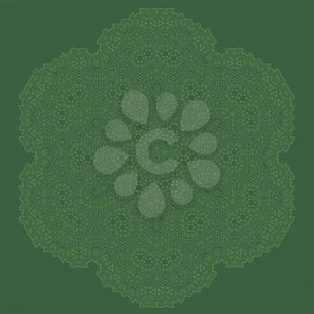 Mandala Isolated on Green Background. Round Ornament