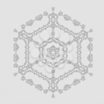 Round Geometric Ornament Isolated on Grey Background