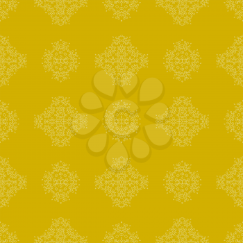 Seamless Texture on Yellow. Element for Design. Ornamental Backdrop. Pattern Fill. Ornate Floral Decor for Wallpaper. Traditional Decor on Background
