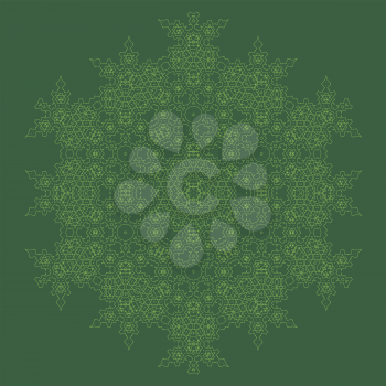 Mandala Isolated on Green Background. Round Ornament
