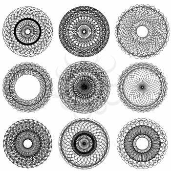 Set of Circle Geometric Ornaments Isolated on White Background. Round Decors for Your Design