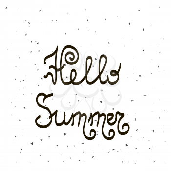 Brush Lettering Composition.Phrase Hello Summer. Hello Summer Text Title Poster Design
