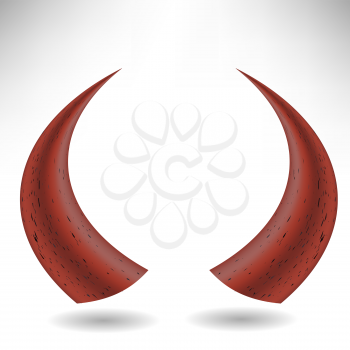 Halloween Red Horns Isolated on White Background. Devils Horns