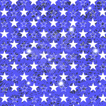 Starry Grunge Blue Background for Independence Day of America