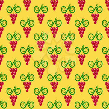 Grapes Seamless Pattern. Red Grapes Silhouettes Background