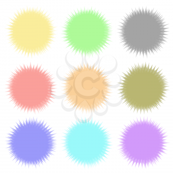 Set of Round Colored Banners Isolated on White Background. Colorful Circles Flat Design. Transtarent Watercolor Shares.