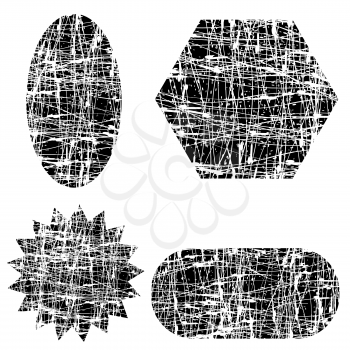 Set of Different Grunge Shapes Isolated on White Background