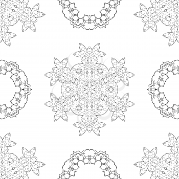 Seamless Pattern. Set of Rosettes Isolated on White Background