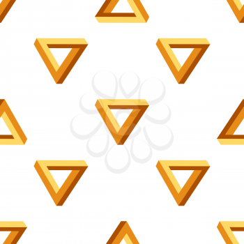 Seamless Triangles Pattern. Impossible Orange Triangle Background