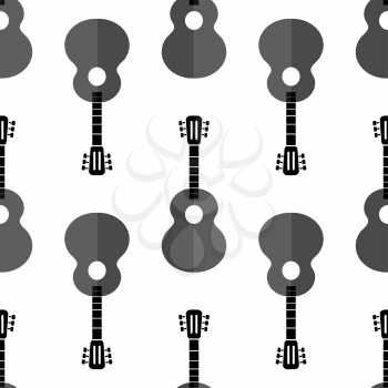 Guitar Silhouette Seamless Background. Musical Instrument Pattern