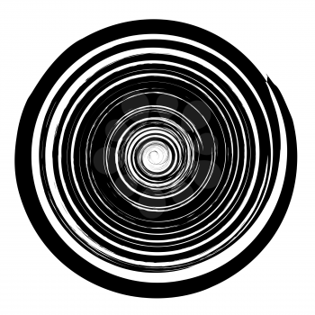 Grunge Round Pattern Isolated on White Background. Ink Spiral Splatter