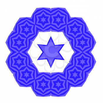 Blue David Star Isolated on White Background. Jewish Symbol of Religion